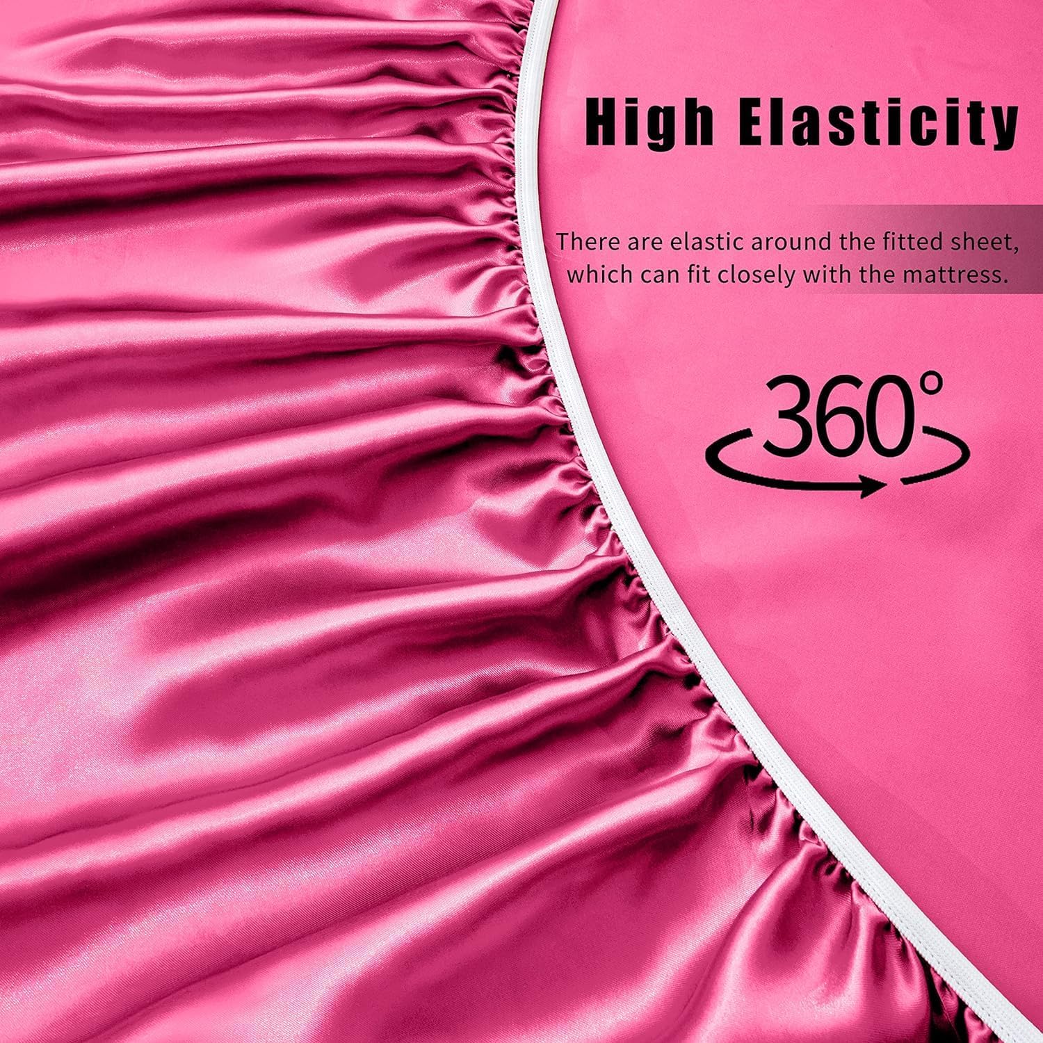 Size twin VACVELT 3pcs Hot Pink Satin Sheets Twin XL Size Bed Set, 15 Inch Deep Pocket Silky Satin Sheet Set, Soft Satin Bedding Set Cooling & Luxury Bed Sheets, 1 Fitted Sheet   1 Flat Sheet   2 Pillowcases......